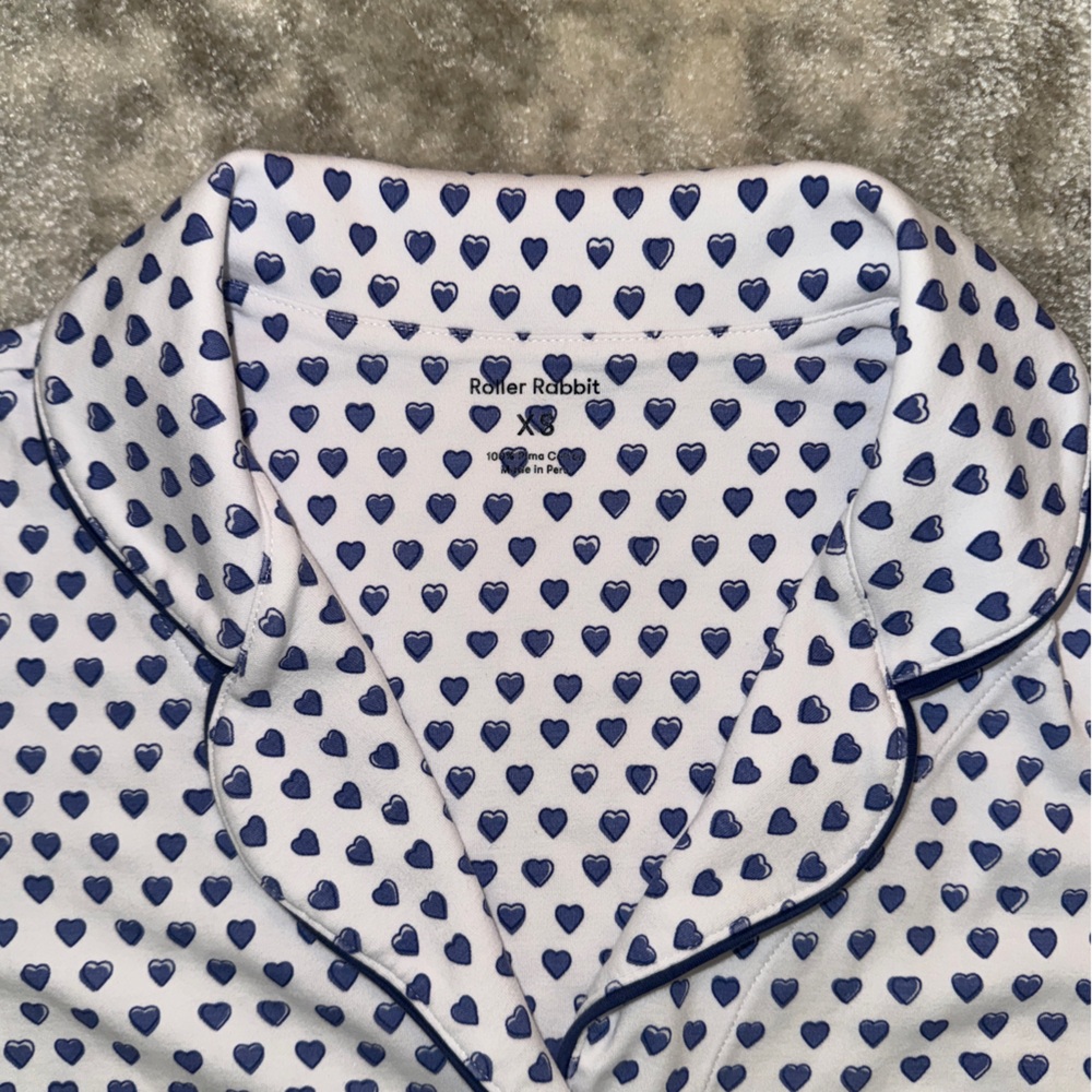 Roller Rabbit Blue Hearts Polo Pajama Set - Picture 4 of 5